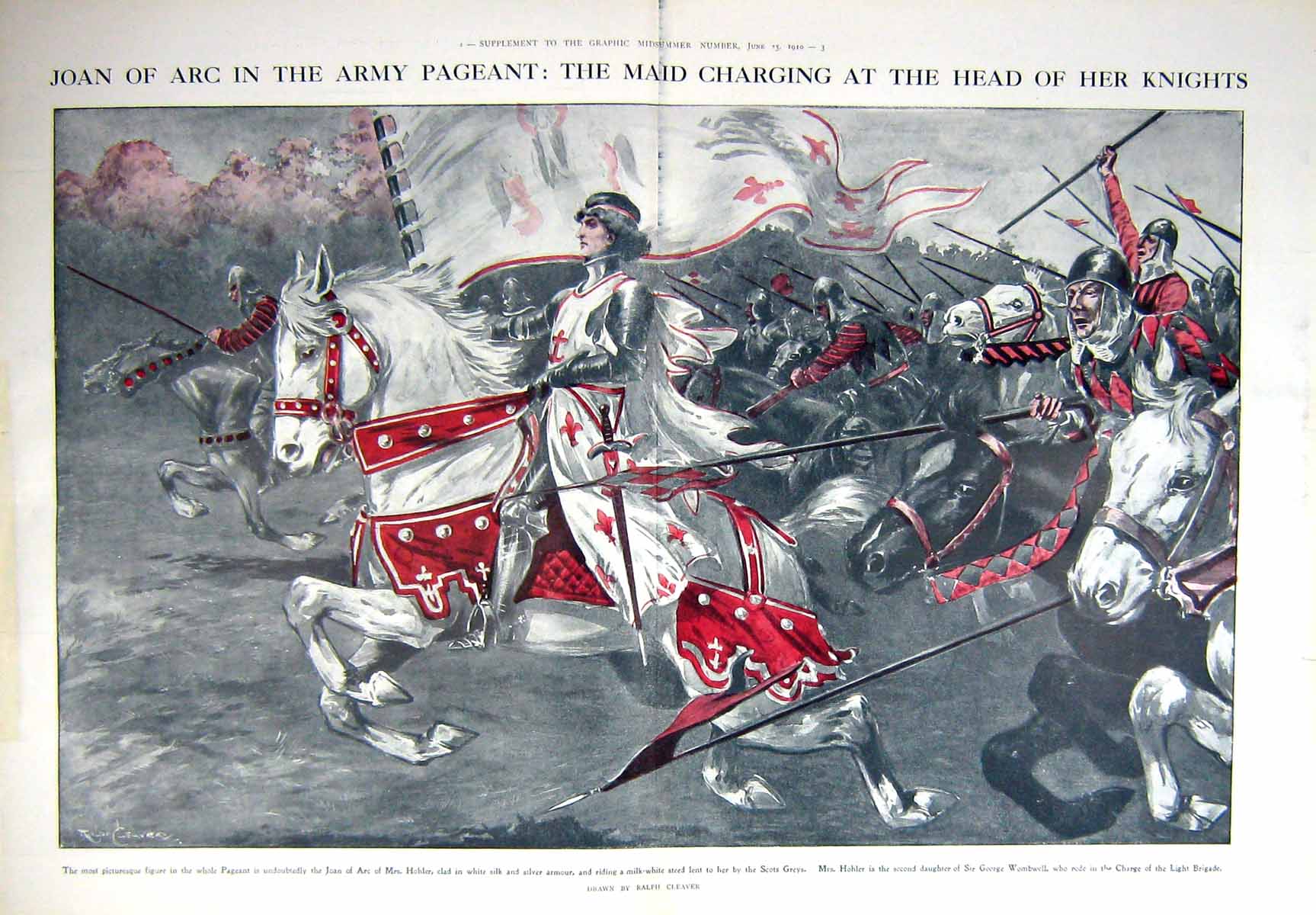 Old 1910 Joan Arc Army Pageant Maid Orleans Charging Head Knights Hoh 20th