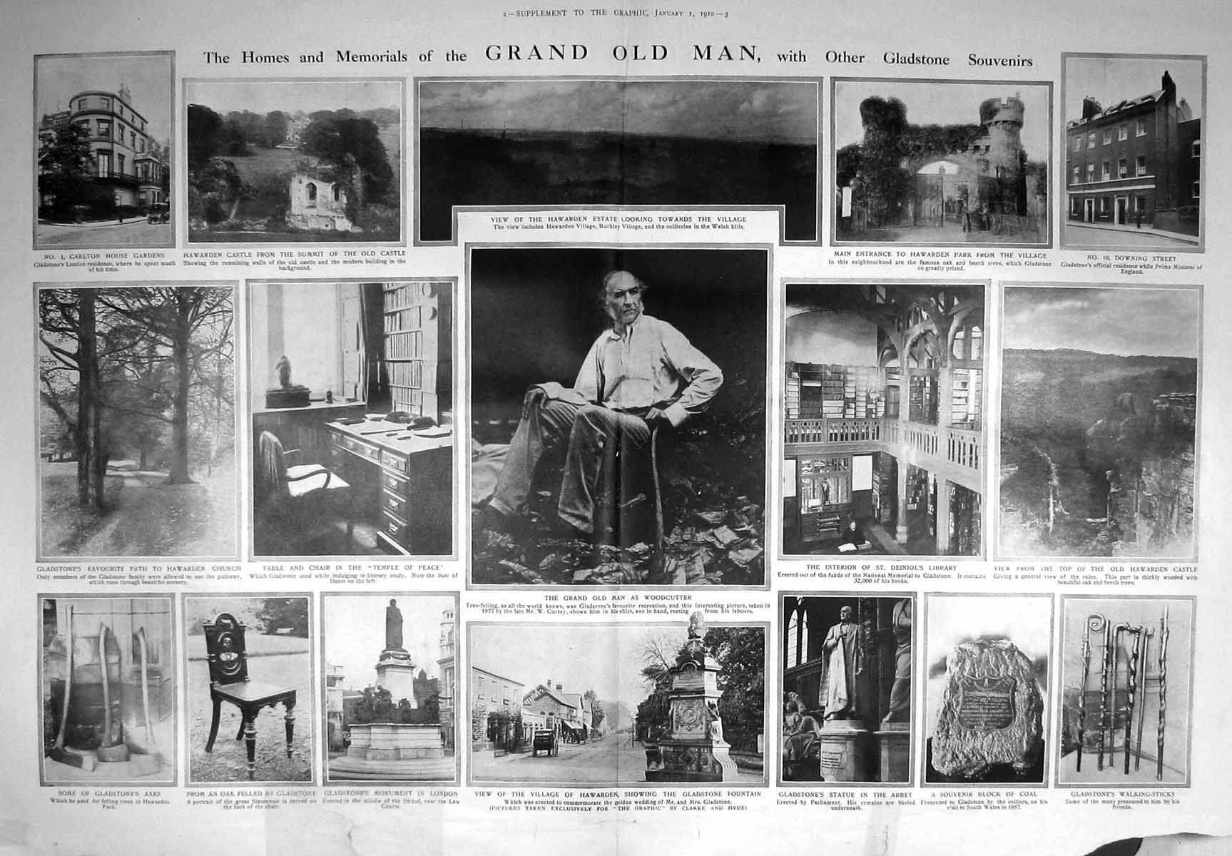 Old 1910 Gladstone Deiniol Library Hawarden Castle Carlton Estate Tem 20th