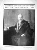 Old 1910 Portrait King Edward Royal Yacht Ship Dover Bulletin Death B 20th