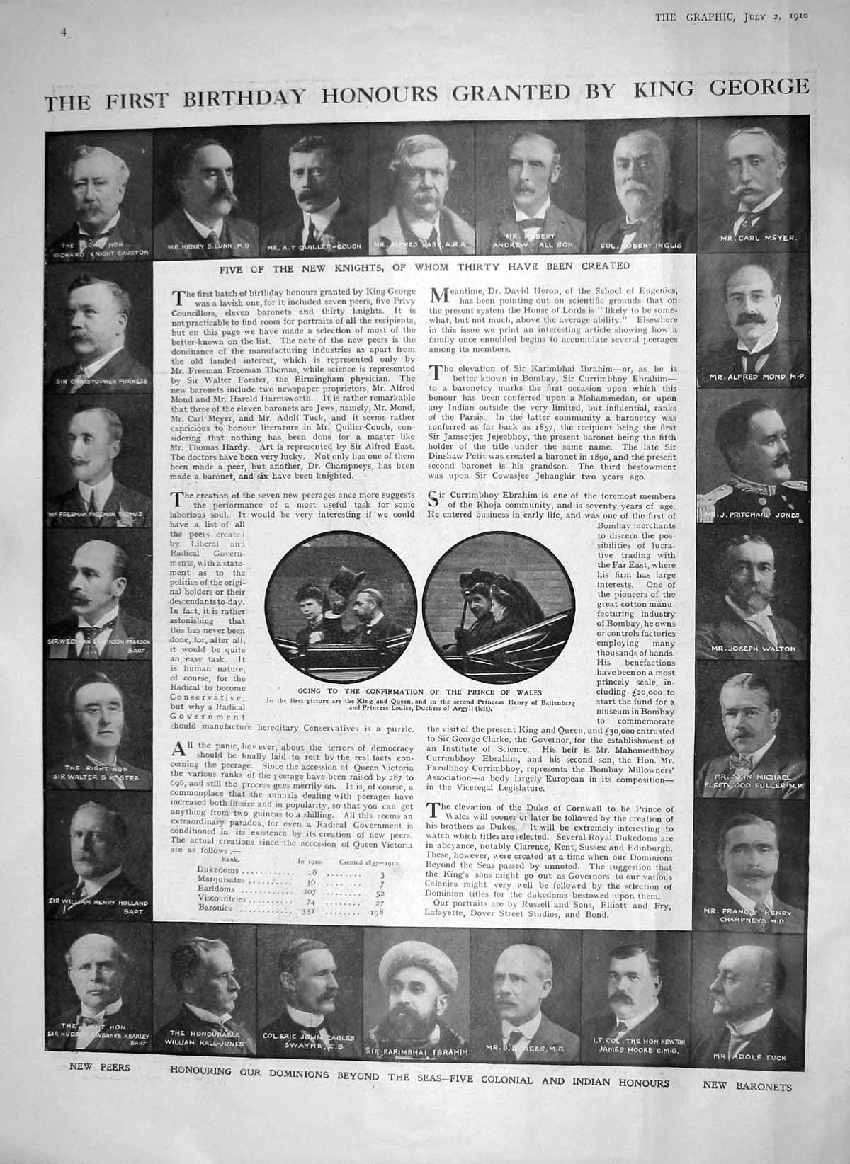 Old Antique Print 1910 Birthday Honours Henry Holland Liverpool Cathedral 20th