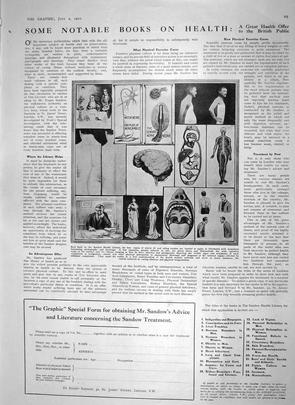 Original Old Antique Print 1910 Sandow Health Library Book Illustration 20th
