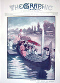 Original Old Antique Print 1910 Colour Between Races Henley Regatta Boat 20th