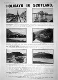 Original Old Antique Print 1910 Scotland Edinburgh Katrine William Forth Norway