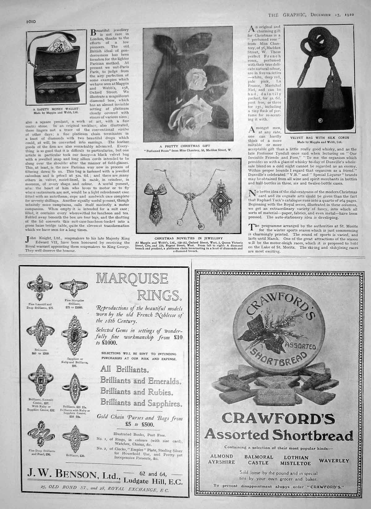 Old Antique Print 1910 Christmas Roses Velvet Bag Jewellery Money Wallet 20th