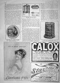 Original Old Antique Print 1910 Christmas Presents Carron Alpha Stove Cremex