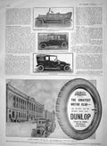 Antique Old Print 1910 Alldays Motor Car Landaulette Phaeton Dunlop Tyres 20th