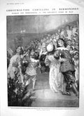 Antique Old Print 1910 Christmas Carolling Bermondsey Japan King Emmanuel 20th