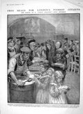 Original Old Antique Print 1910 Soup Kitchen London Poor People Italian Salome