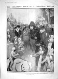 Old Antique Print 1910 Christmas Bazaar London Taft Smythe Lorraine Gown 20th