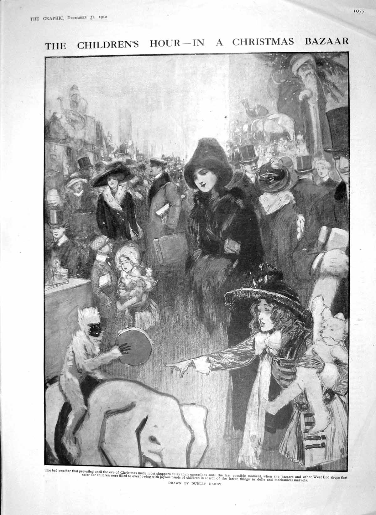 Old Antique Print 1910 Christmas Bazaar London Taft Smythe Lorraine Gown 20th