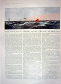 Old Antique Print 1910 Story Saga Small Yacht Cruise Cowes Beachy Head 20th