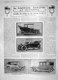 Old Antique Print 1910 Motor Car Show Olympia Armstrong-Whitworth Lancia 20th