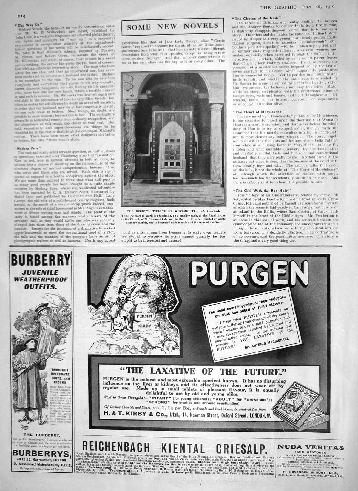 Original Old Antique Print 1910 Bishop'S Throne Westminster Cathedral Purgen