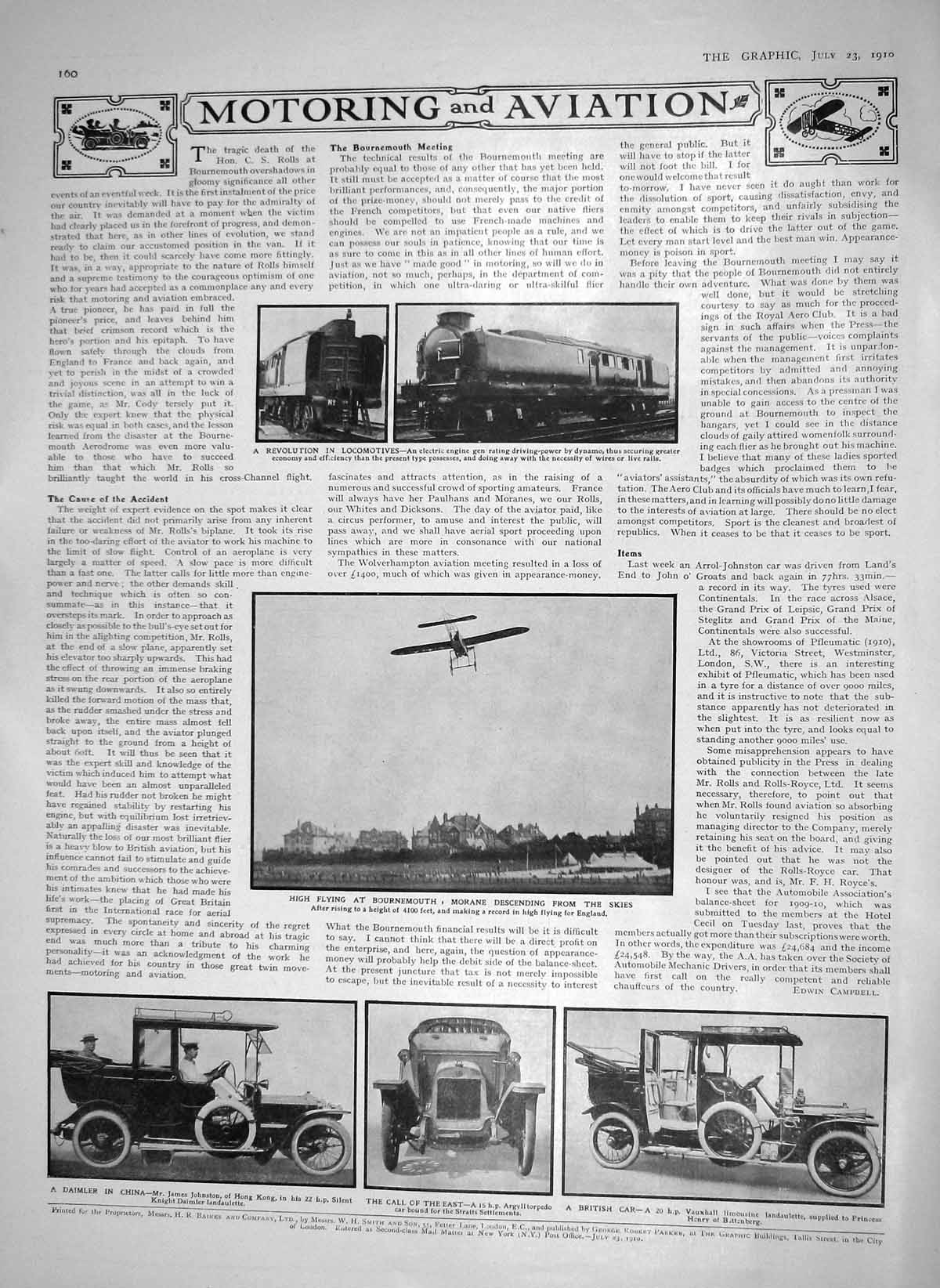Old Antique Print 1910 Electric Train Engine Dynamo Morane Johnston Car 20th
