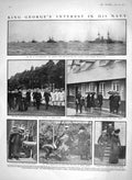 Old Antique Print 1910 King George Navy Mount'S Bay War Ships Connaught 20th