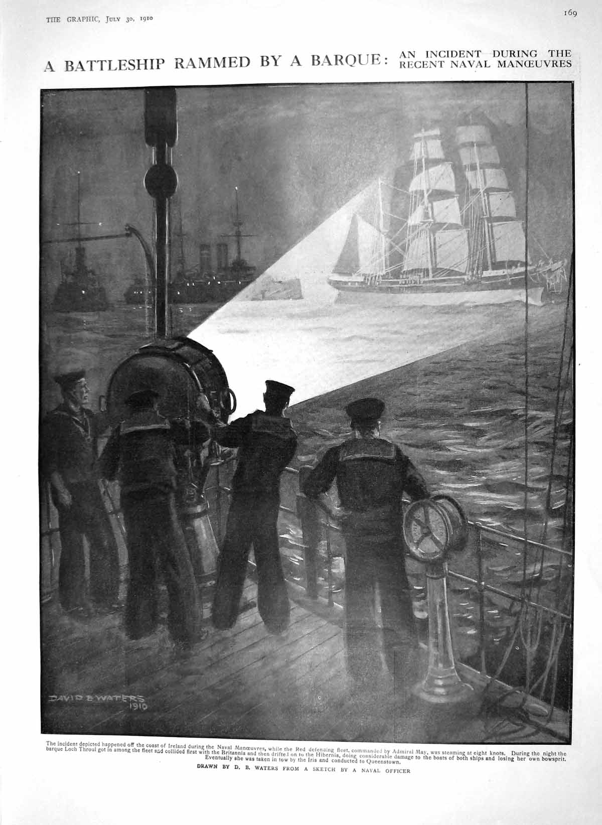 Old Antique Print 1910 Battle Ship Ireland Barque May Zeppelin Calthorpe 20th