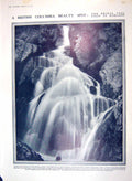 Original Old Antique Print 1910 Bridal Veil Falls Kamloops Columbia Cowes Club