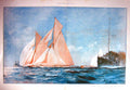 Old Antique Print 1910 Coaling Ship Sailing Yacht War Peace Coal Canvas 20th
