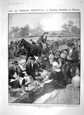 Old Antique Print 1910 Breton Wedding Breakfast Brittany Church Brigade 20th