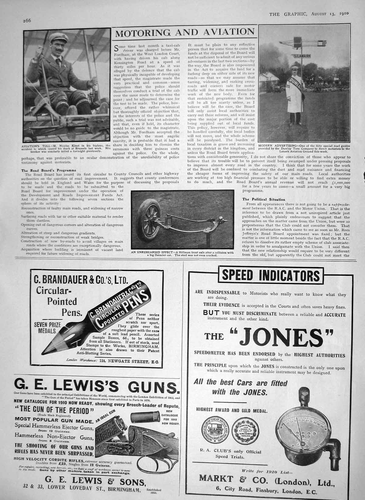 Old Antique Print 1910 Nicolas Kinet Biplane Hillman Car Axle Dunlop Tyre 20th