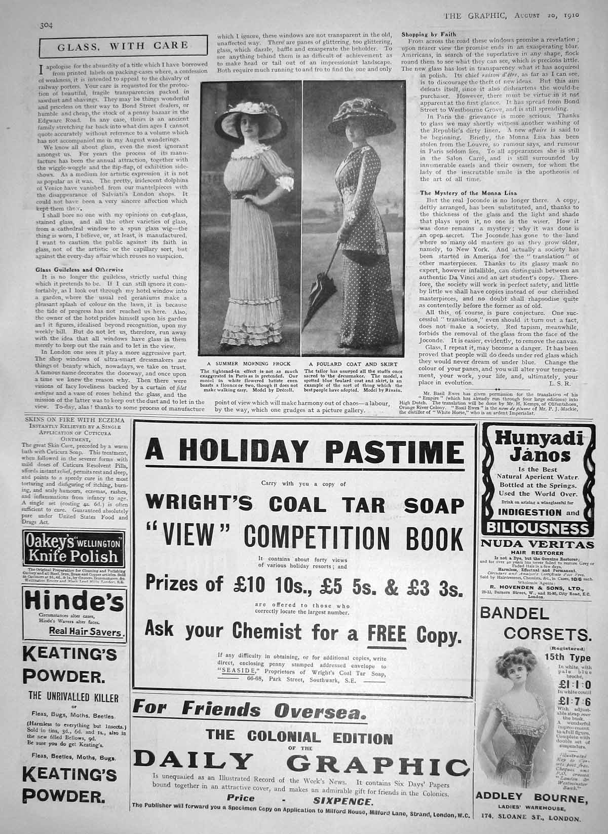 Original Old Antique Print 1910 Summer Morning Frock Foulard Coat Skirt Fashion