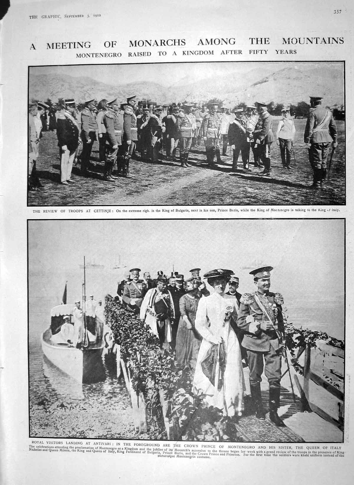 Old Antique Print 1910 Cettinje King Bulgaria Antivari Cholera Italy Tsar 20th
