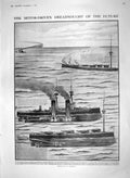 Old Antique Print 1910 Motor Driven Dreadnought Ships Motherwell Sunset 20th