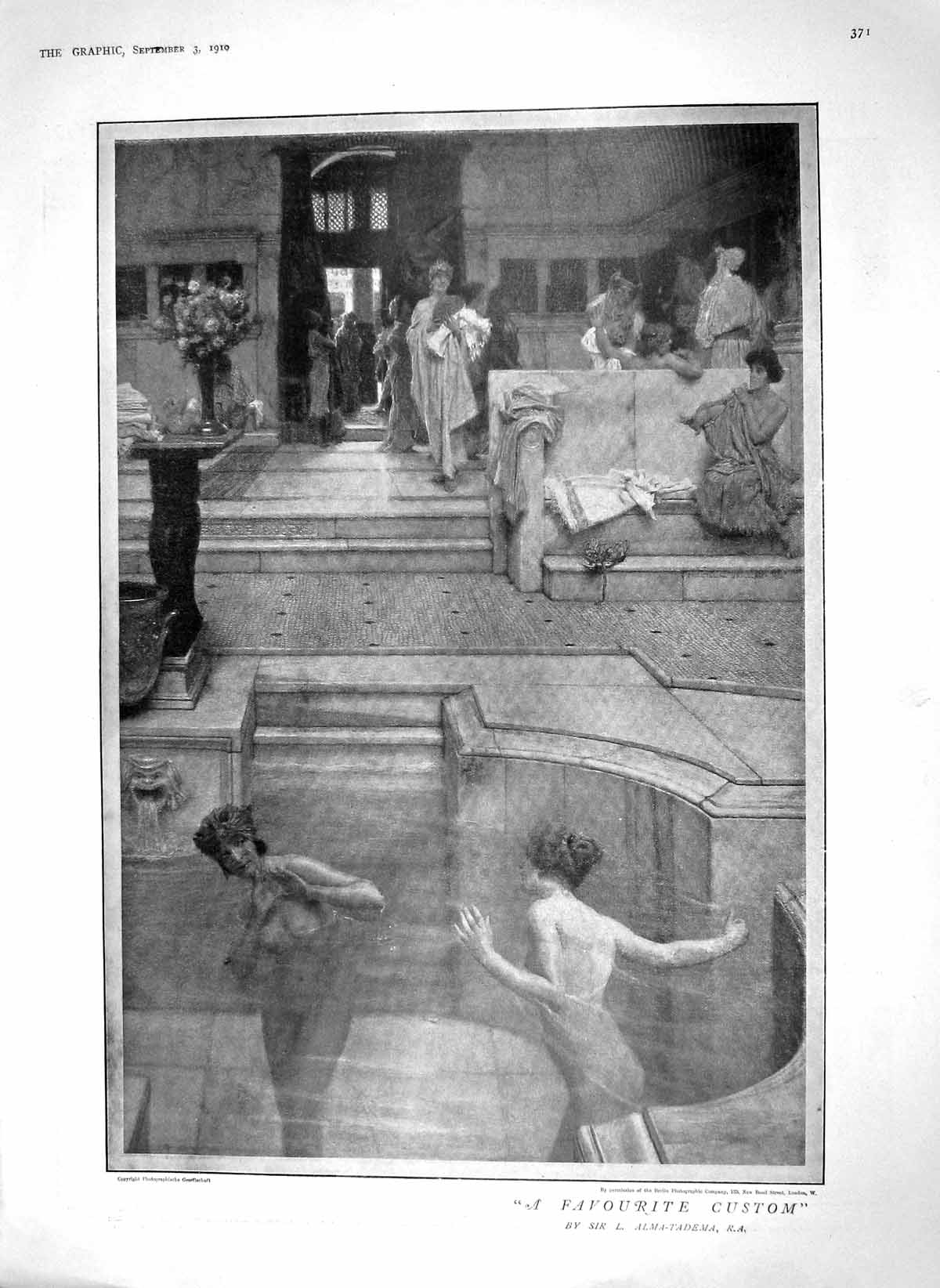 Old Antique Print 1910 Ladies Bathing Alma-Tadema Sheffield Miers Traill 20th