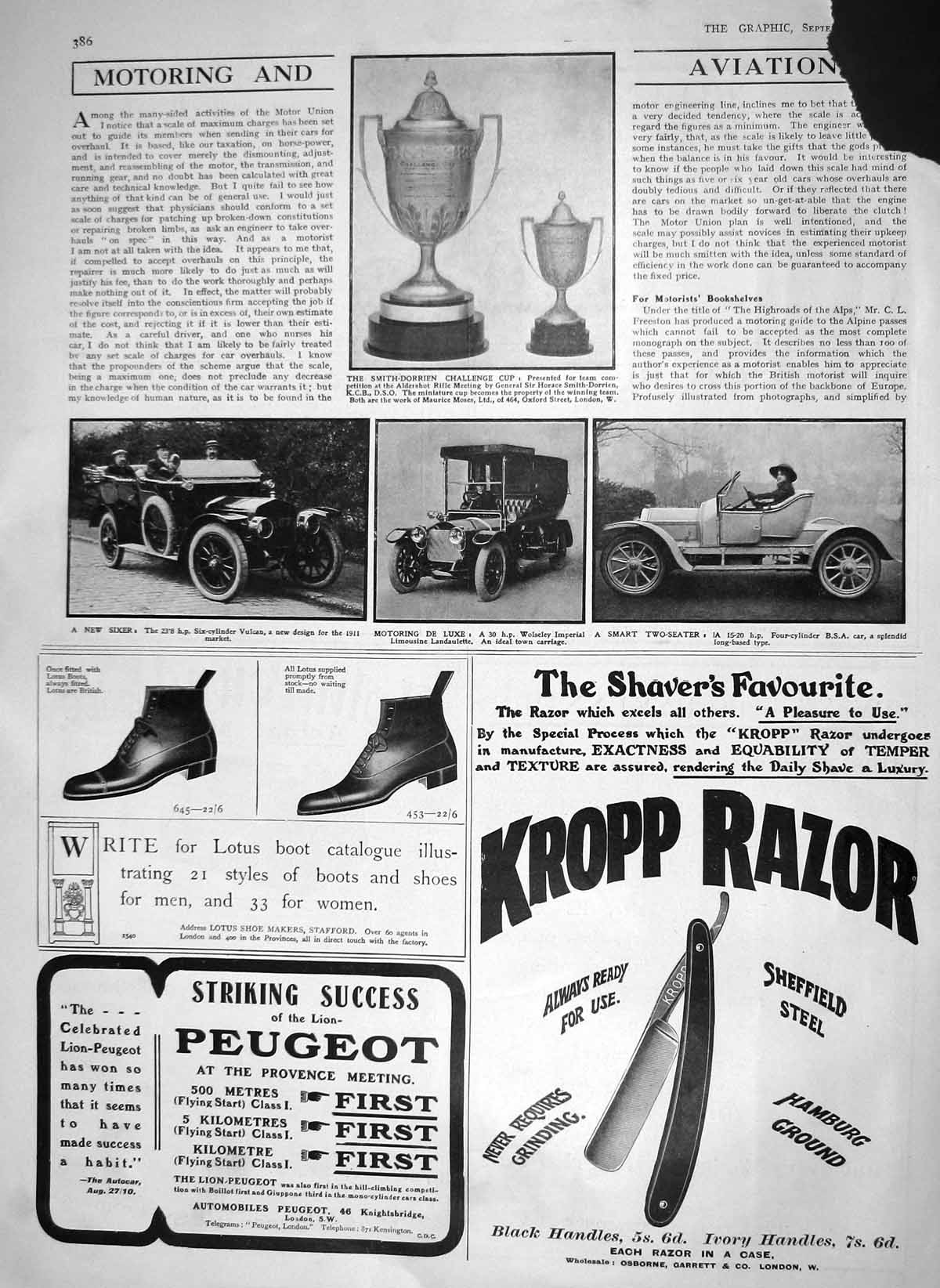 Old Antique Print 1910 Smith-Dorrien Challenge Cup Motor Car Vulcan Kropp 20th