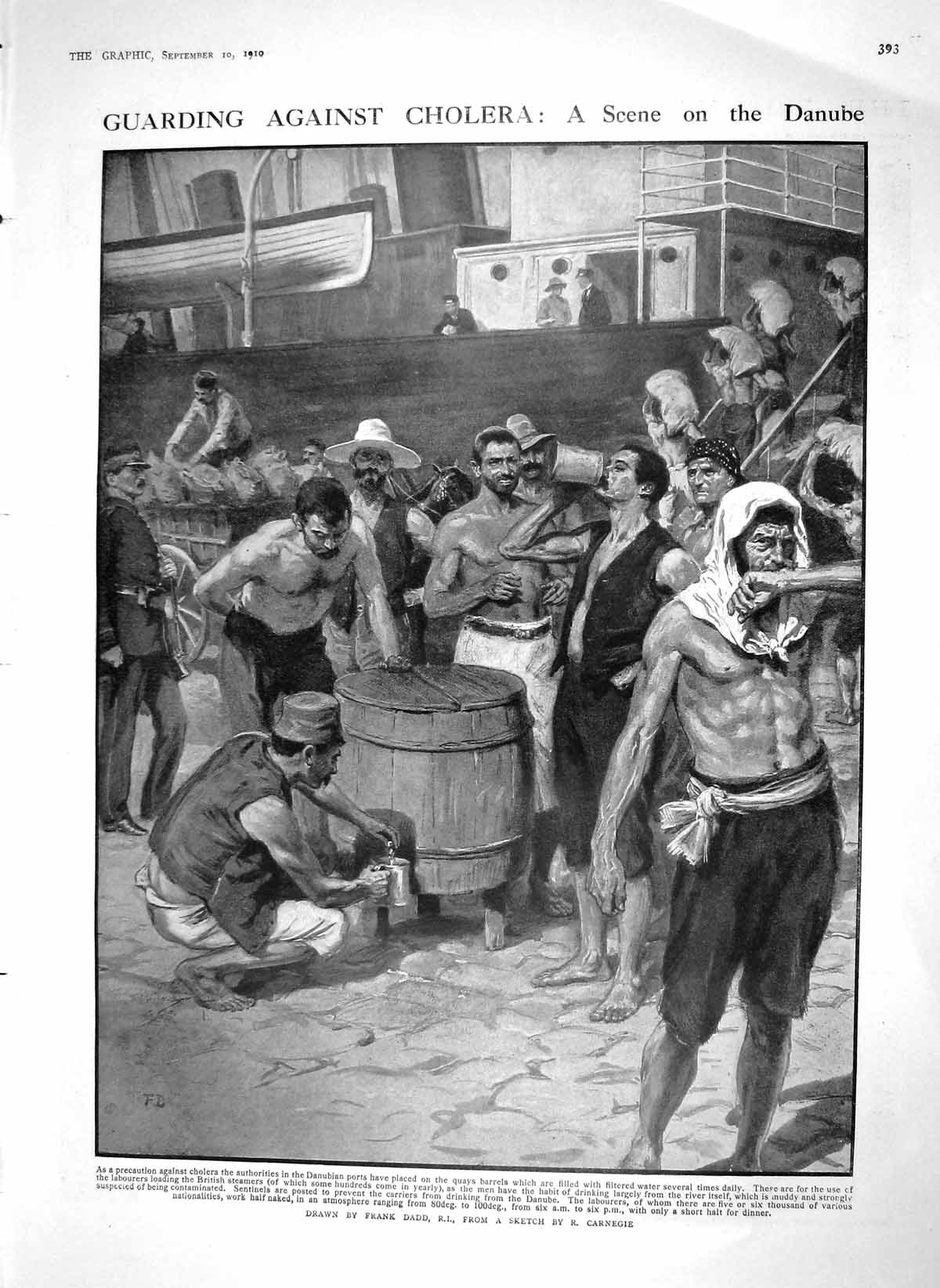 Old Antique Print 1910 Cholera Danube Water Supply Cradley Football Kent 20th