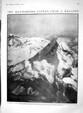 Original Old Antique Print 1910 Matterhorn Mountain Spelterini Salters Norwood