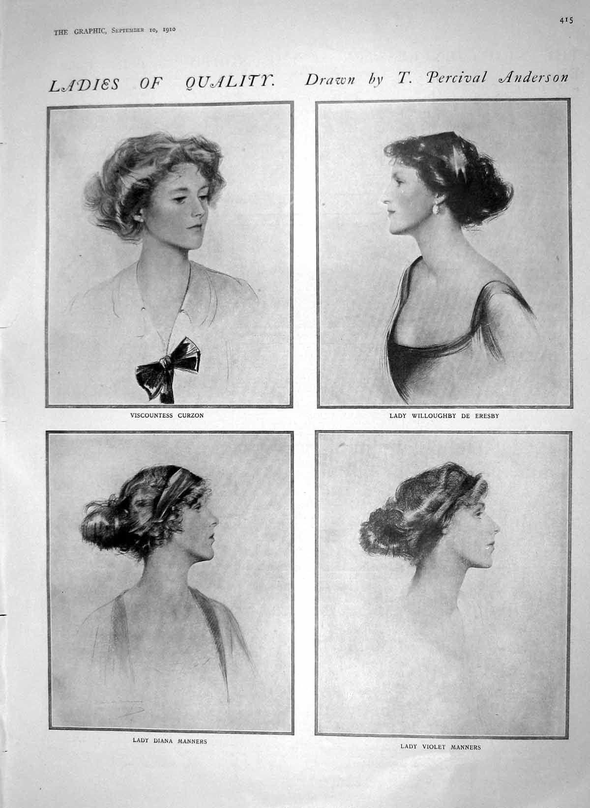 Old Antique Print 1910 Viscountess Curzon Willoughby Manners Golf Sheikh 20th