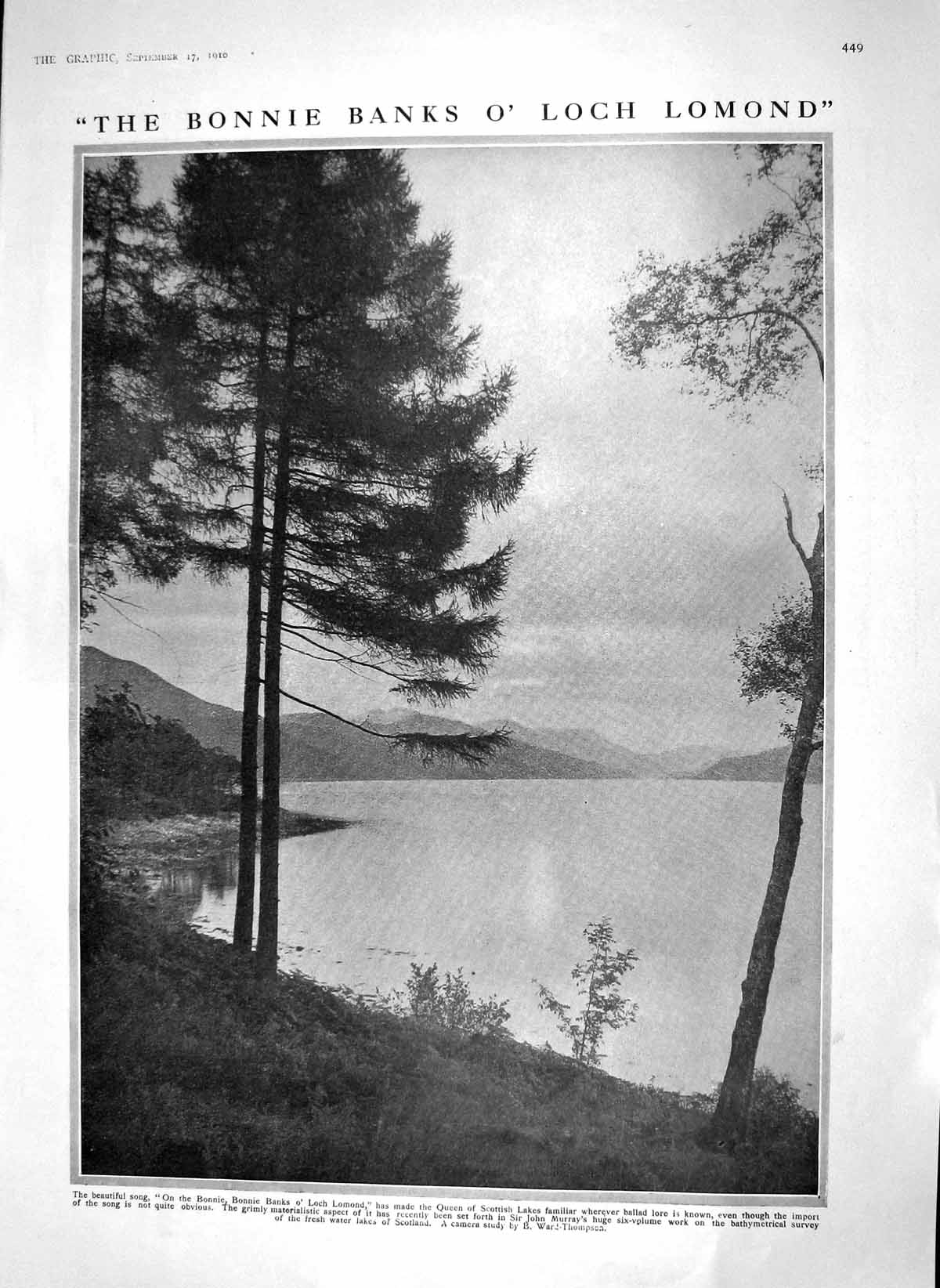 Old Antique Print 1910 Loch Lomond Scotland Burns Pribyloff Seal Hunting 20th