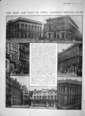 Old Antique Print 1910 Army Navy London Clubs Pall Mall John Brown Calton 20th