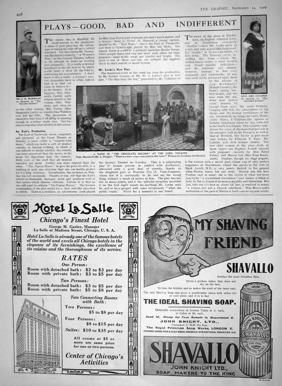 Original Old Antique Print 1910 Chocolate Sier Lyric Theatre Augarde Workman