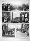 Original Old Antique Print 1910 Berlin Riots Lancashire Lock-Out Mills Isvolsky