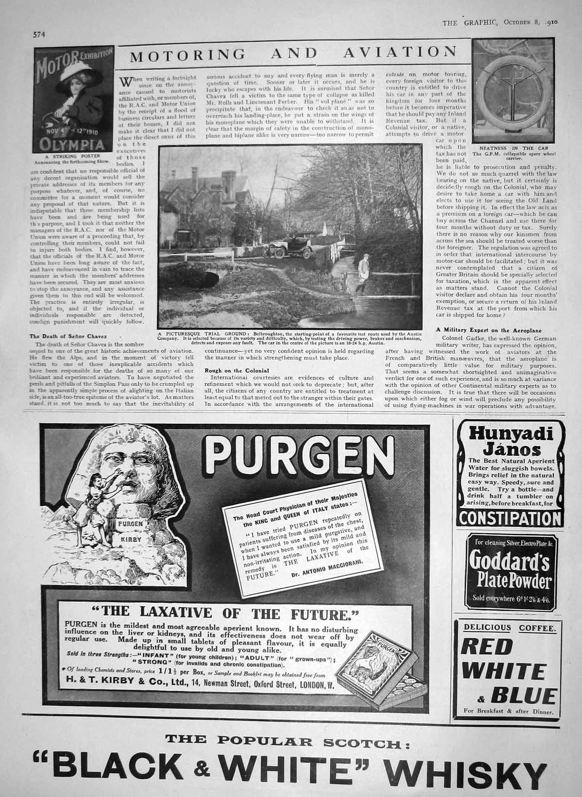 Original Old Antique Print 1910 Belbroughton Austin Motor Company Purgen Whisky