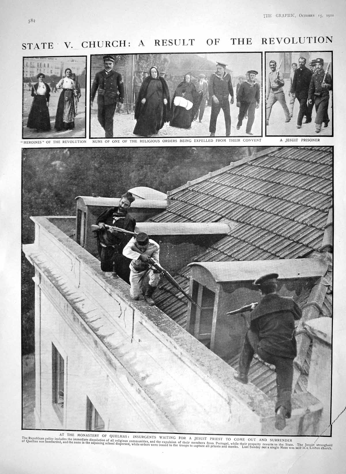 Old Antique Print 1910 Monastery Quelhas Lisbon Church War Ships Manuel 20th