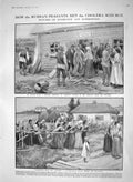 Old Antique Print 1910 Russia Peasants Cholera House Braganza King Manuel 20th