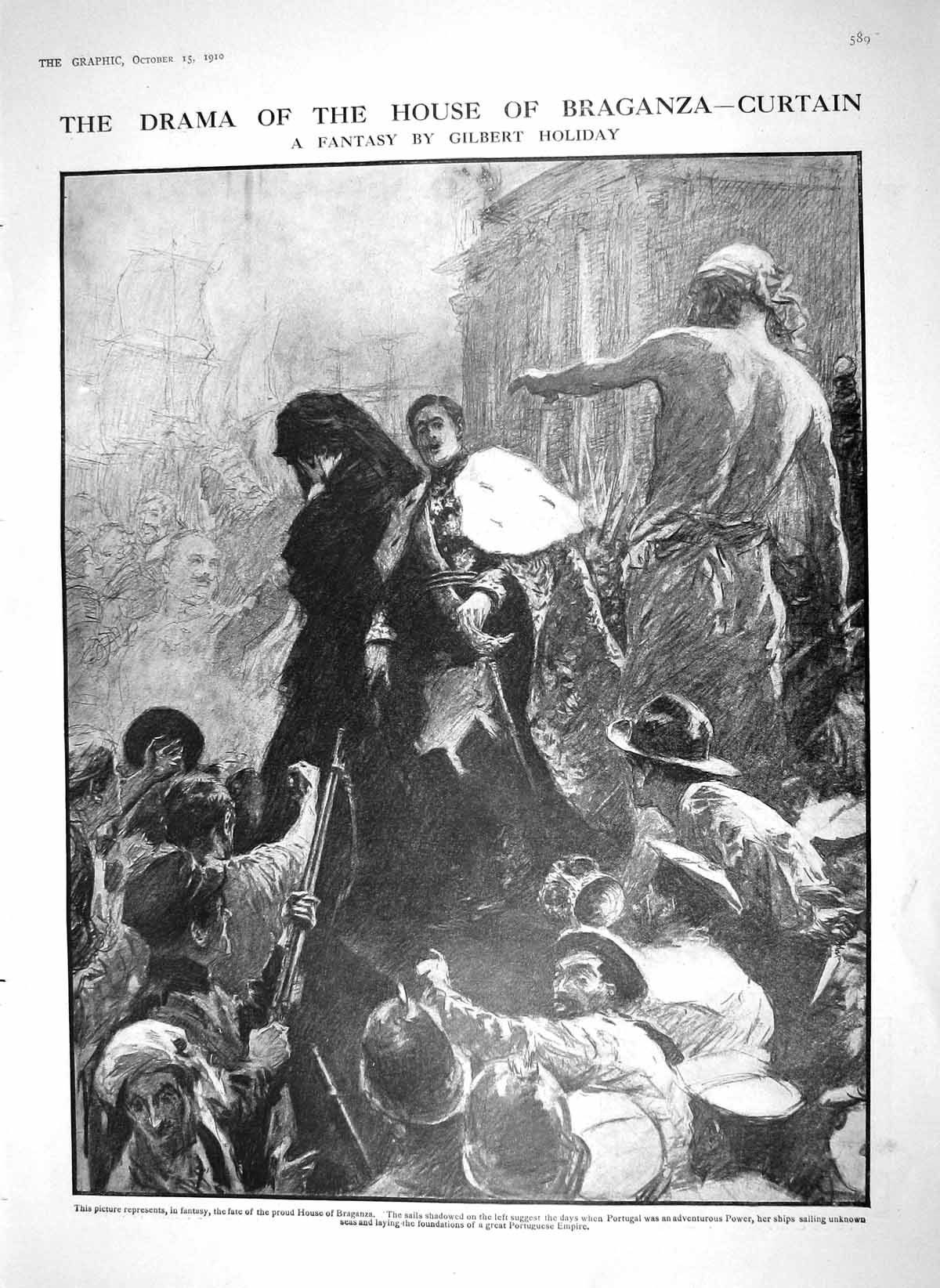 Old Antique Print 1910 Drama House Braganza Curtain Post Office Newgate 20th