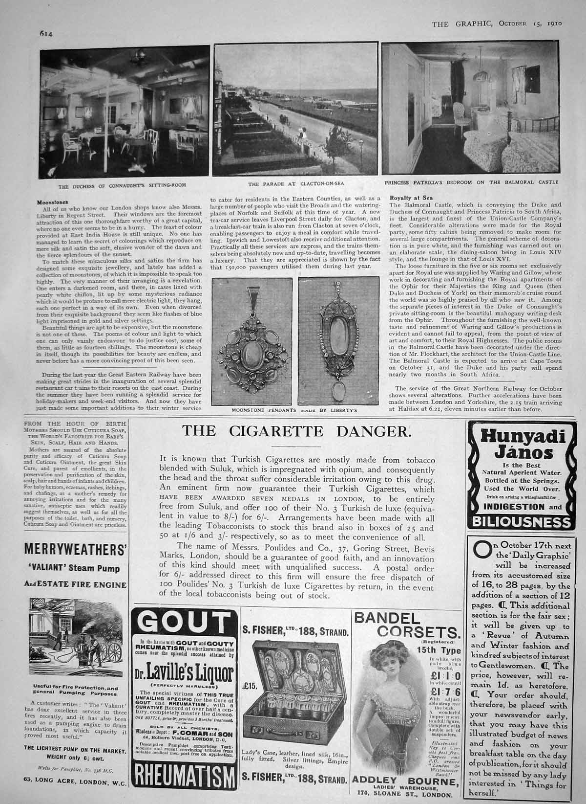 Old Antique Print 1910 Duchess Connqught Clacton-On-Sea Balmoral Castle 20th