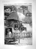 Original Old Antique Print 1910 Railway Train Strike Paris Batignolles Tunnel