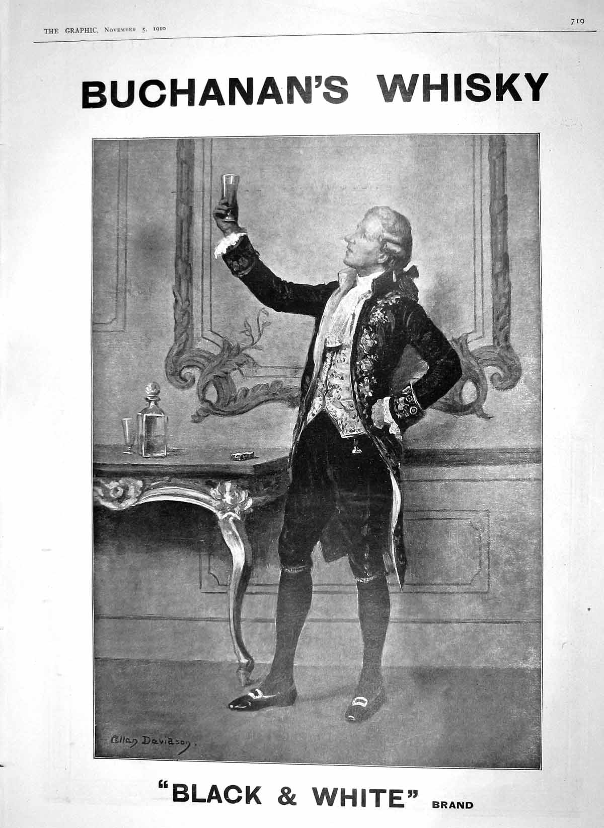 Antique Print 1910 Advertisement Buchanan'S Black White Scotch Whisky Ref.6