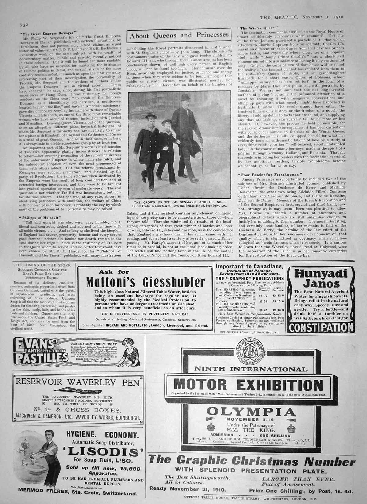 Old Antique Print 1910 Crown Prince Denmark Frederic Knud Olympia Evans 20th
