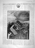 Original Old Antique Print 1910 Graphic Balloon Crash Bavaria Ship Niobe Ronald