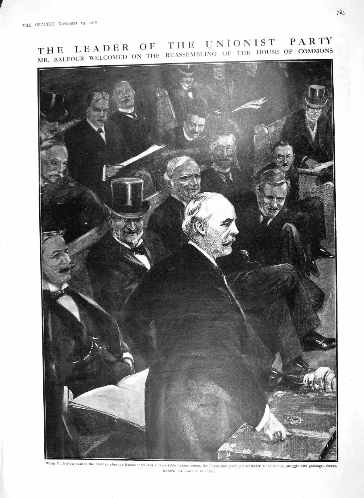 Old Antique Print 1910 Balfour House Commons Unionist Moncalieri Castle 20th