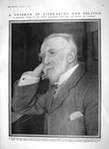 Original Old Antique Print 1910 Portrait Justin Mccarthy Literature Politics