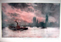 Original Old Antique Print 1910 Houses Parliament Bargee'S Point London Bridge