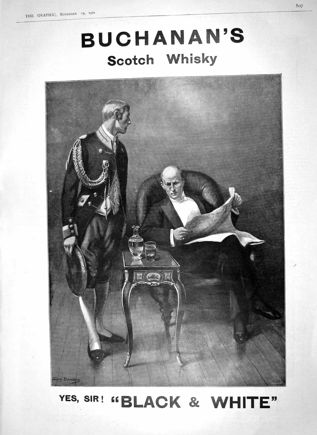 Antique Print 1910 Advertisement Buchanan'S Black White Scotch Whisky Ref.5