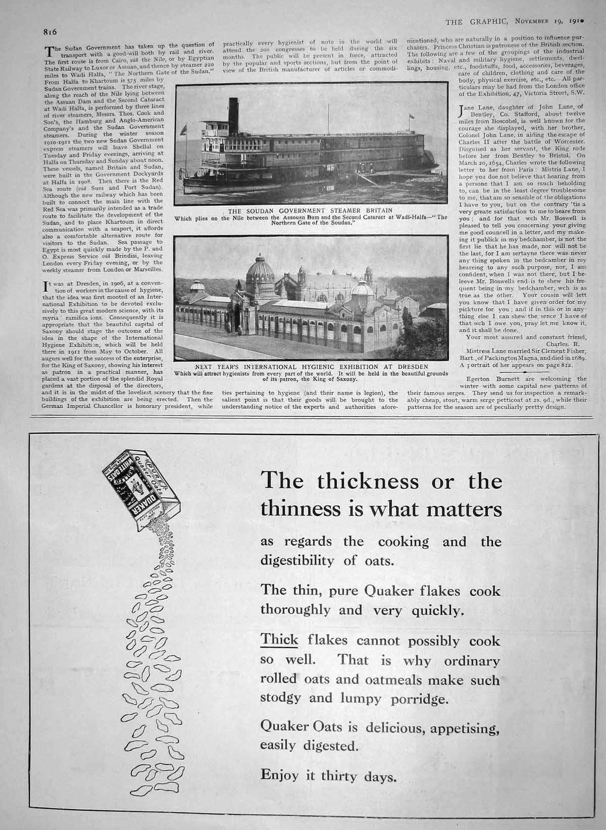 Original Old Antique Print 1910 Soudan Government Steamer Ship Britain Dresden